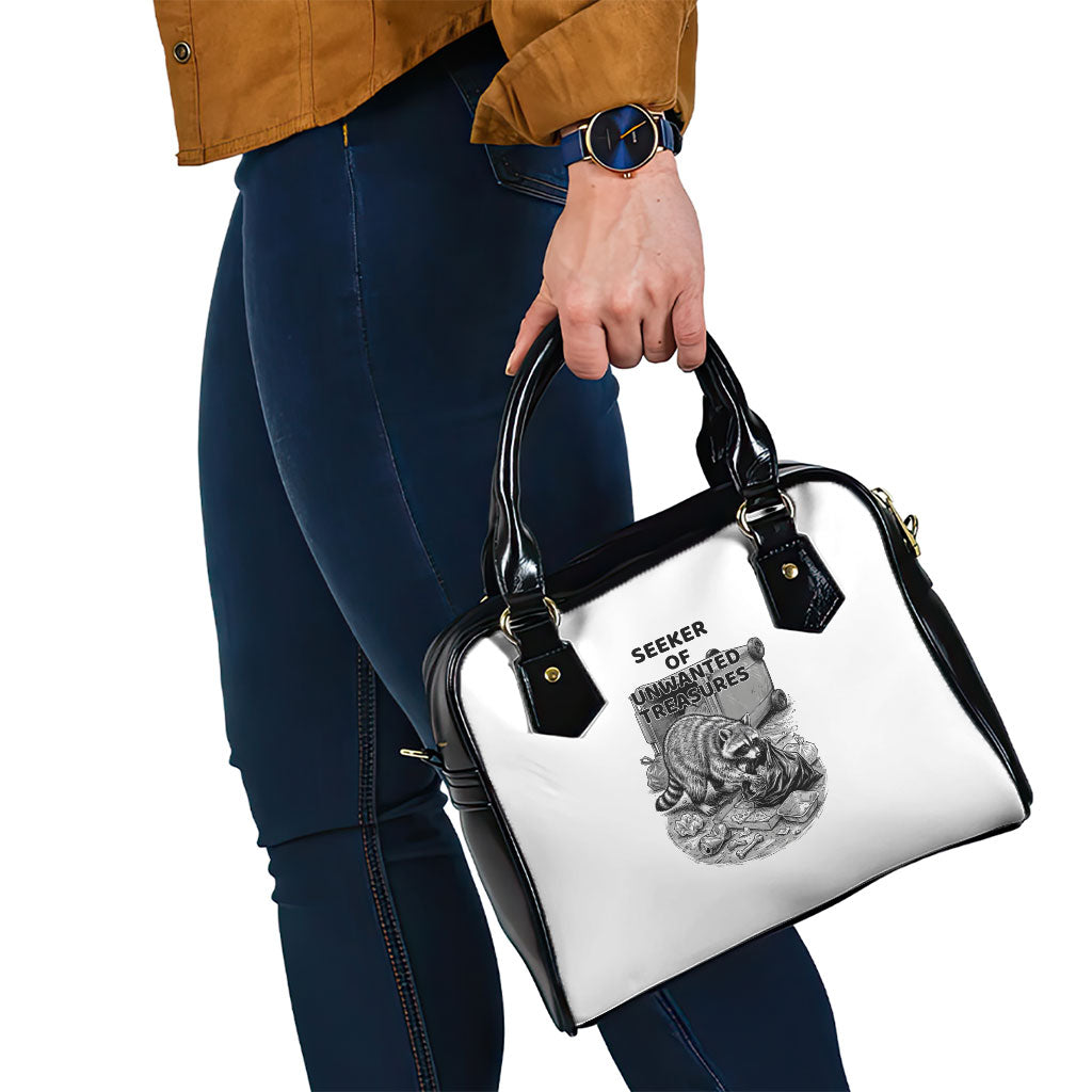 Raccoon I Am Not A Raccoon I Am A Trash Panda Shoulder Handbag Funny Animal Meme Grayscale Sketch Illustration