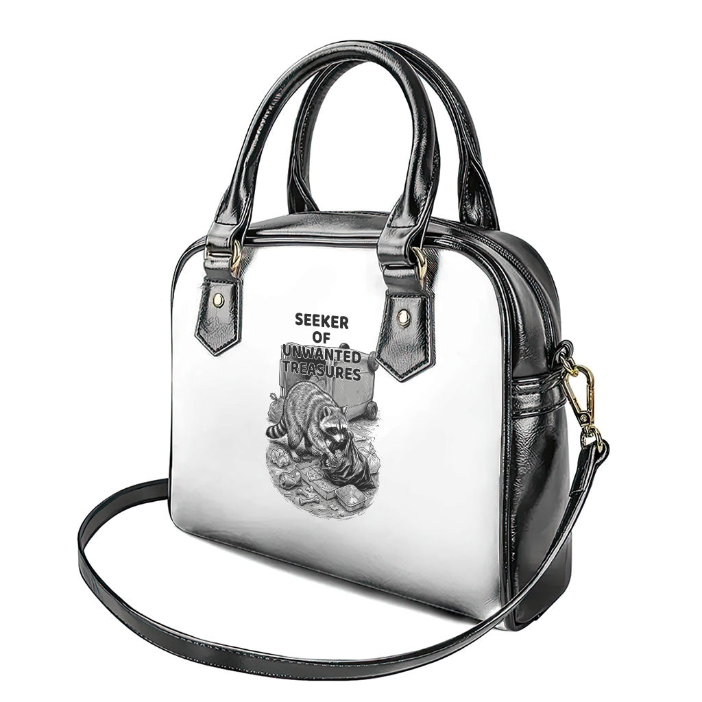 Raccoon I Am Not A Raccoon I Am A Trash Panda Shoulder Handbag Funny Animal Meme Grayscale Sketch Illustration
