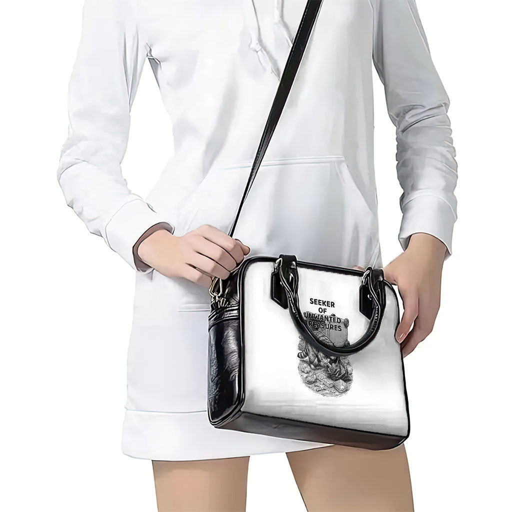 Raccoon I Am Not A Raccoon I Am A Trash Panda Shoulder Handbag Funny Animal Meme Grayscale Sketch Illustration