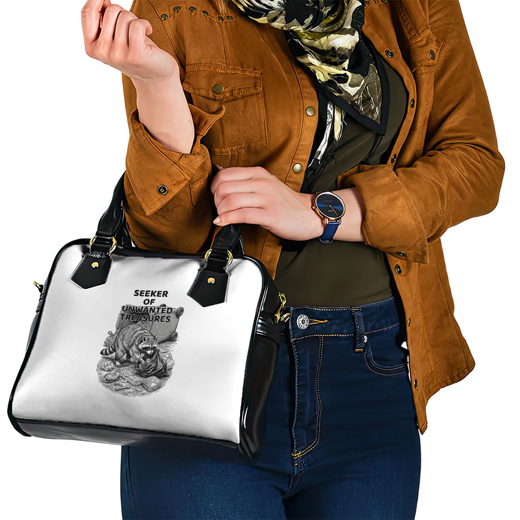 Raccoon I Am Not A Raccoon I Am A Trash Panda Shoulder Handbag Funny Animal Meme Grayscale Sketch Illustration