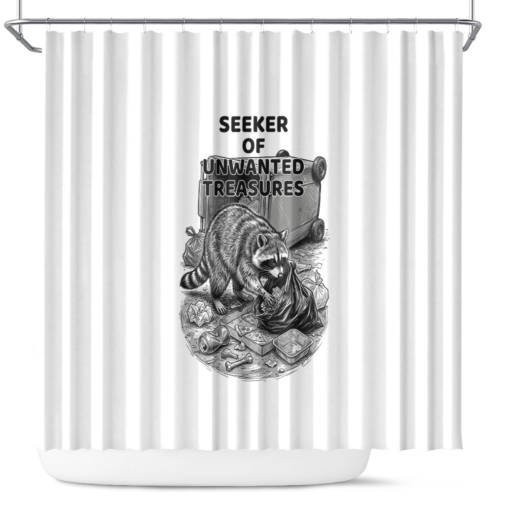 Raccoon I Am Not A Raccoon I Am A Trash Panda Shower Curtain Funny Animal Meme Grayscale Sketch Illustration
