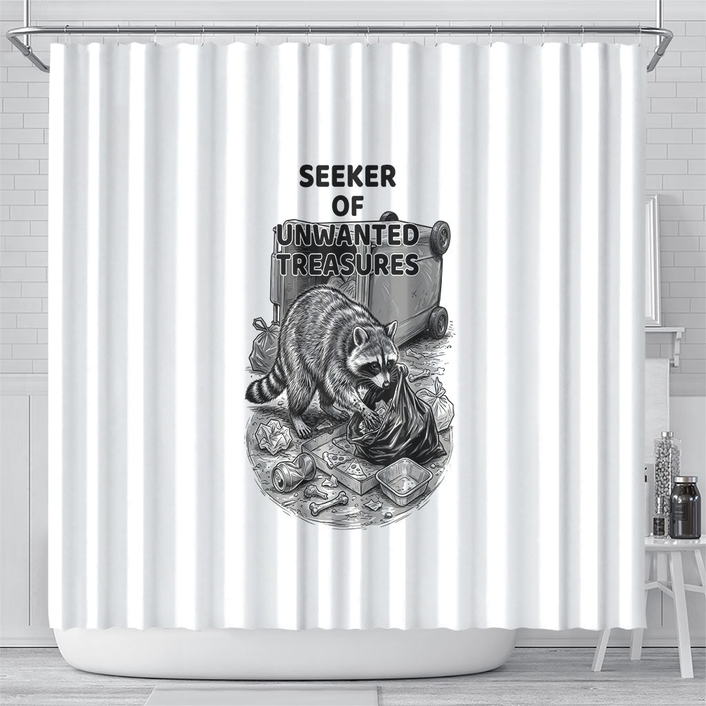 Raccoon I Am Not A Raccoon I Am A Trash Panda Shower Curtain Funny Animal Meme Grayscale Sketch Illustration