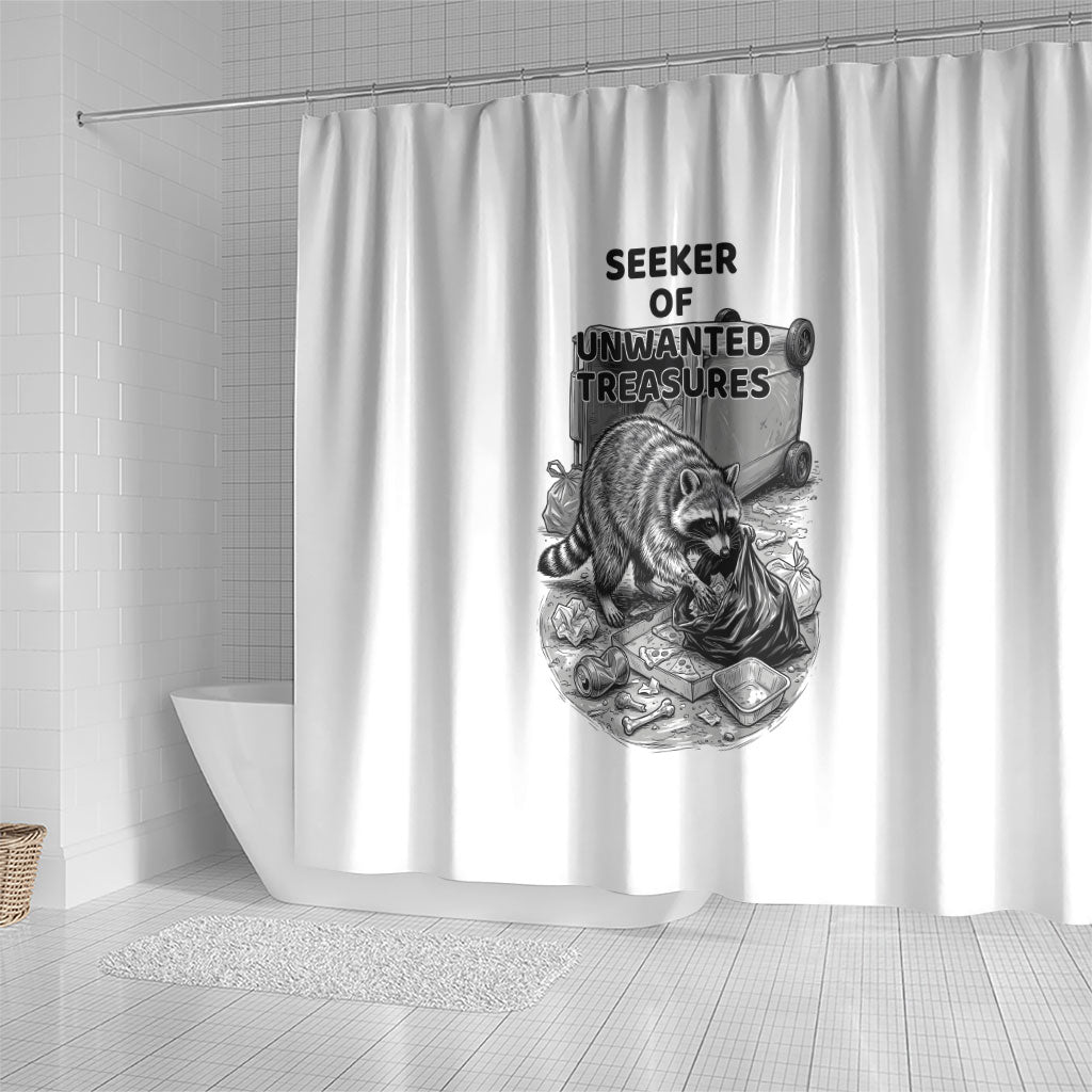 Raccoon I Am Not A Raccoon I Am A Trash Panda Shower Curtain Funny Animal Meme Grayscale Sketch Illustration