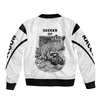 Raccoon I Am Not A Raccoon I Am A Trash Panda Sleeve Zip Bomber Jacket Funny Animal Meme Grayscale Sketch Illustration