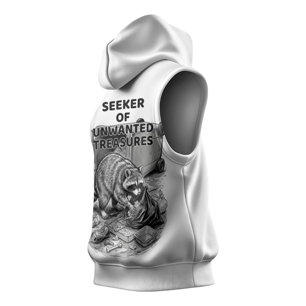 Raccoon I Am Not A Raccoon I Am A Trash Panda Sleeveless Hoodie Funny Animal Meme Grayscale Sketch Illustration