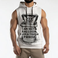 Raccoon I Am Not A Raccoon I Am A Trash Panda Sleeveless Hoodie Funny Animal Meme Grayscale Sketch Illustration