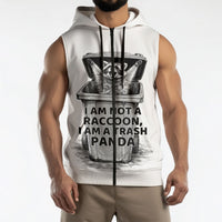 Raccoon I Am Not A Raccoon I Am A Trash Panda Sleeveless Zip Hoodie Funny Animal Meme Grayscale Sketch Illustration