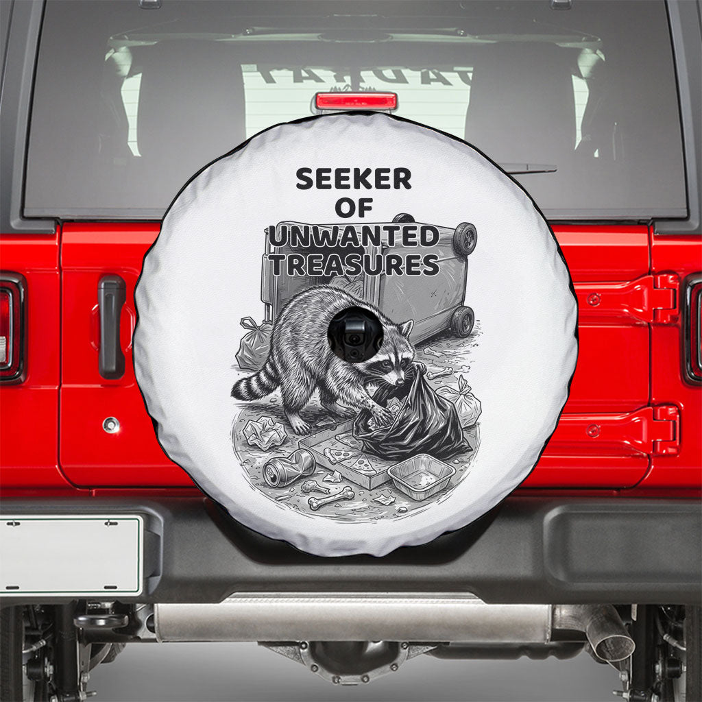 Raccoon I Am Not A Raccoon I Am A Trash Panda Spare Tire Cover Funny Animal Meme Grayscale Sketch Illustration