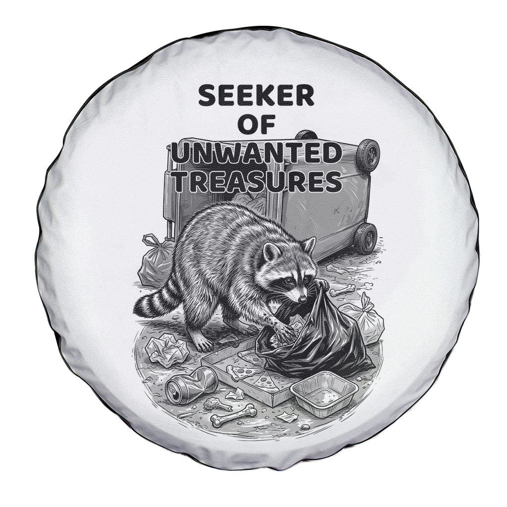 Raccoon I Am Not A Raccoon I Am A Trash Panda Spare Tire Cover Funny Animal Meme Grayscale Sketch Illustration