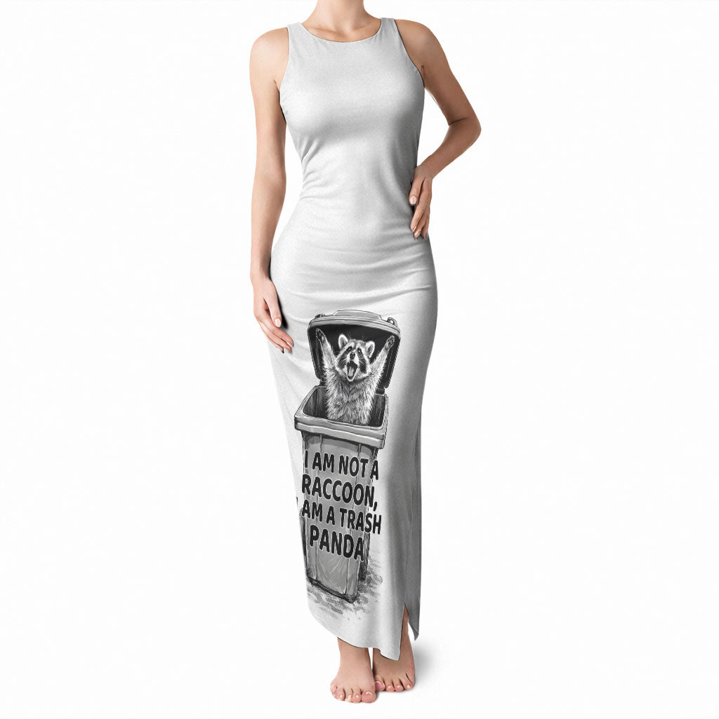 Raccoon I Am Not A Raccoon I Am A Trash Panda Tank Maxi Dress Funny Animal Meme Grayscale Sketch Illustration