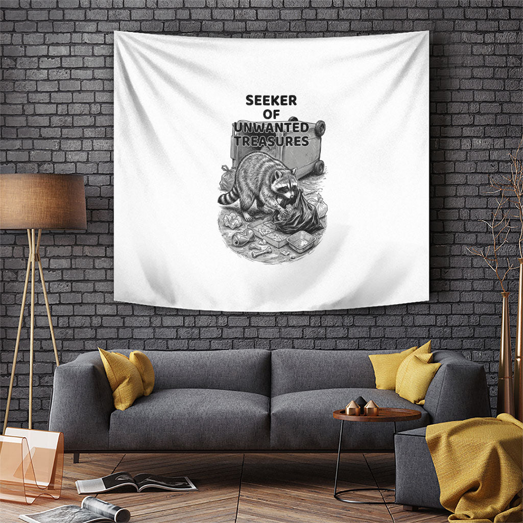 Raccoon I Am Not A Raccoon I Am A Trash Panda Tapestry Funny Animal Meme Grayscale Sketch Illustration