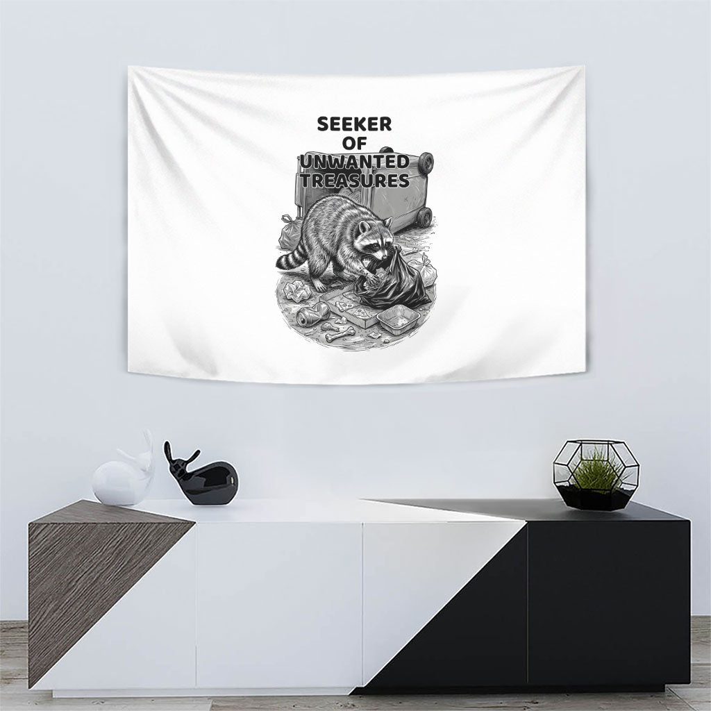 Raccoon I Am Not A Raccoon I Am A Trash Panda Tapestry Funny Animal Meme Grayscale Sketch Illustration