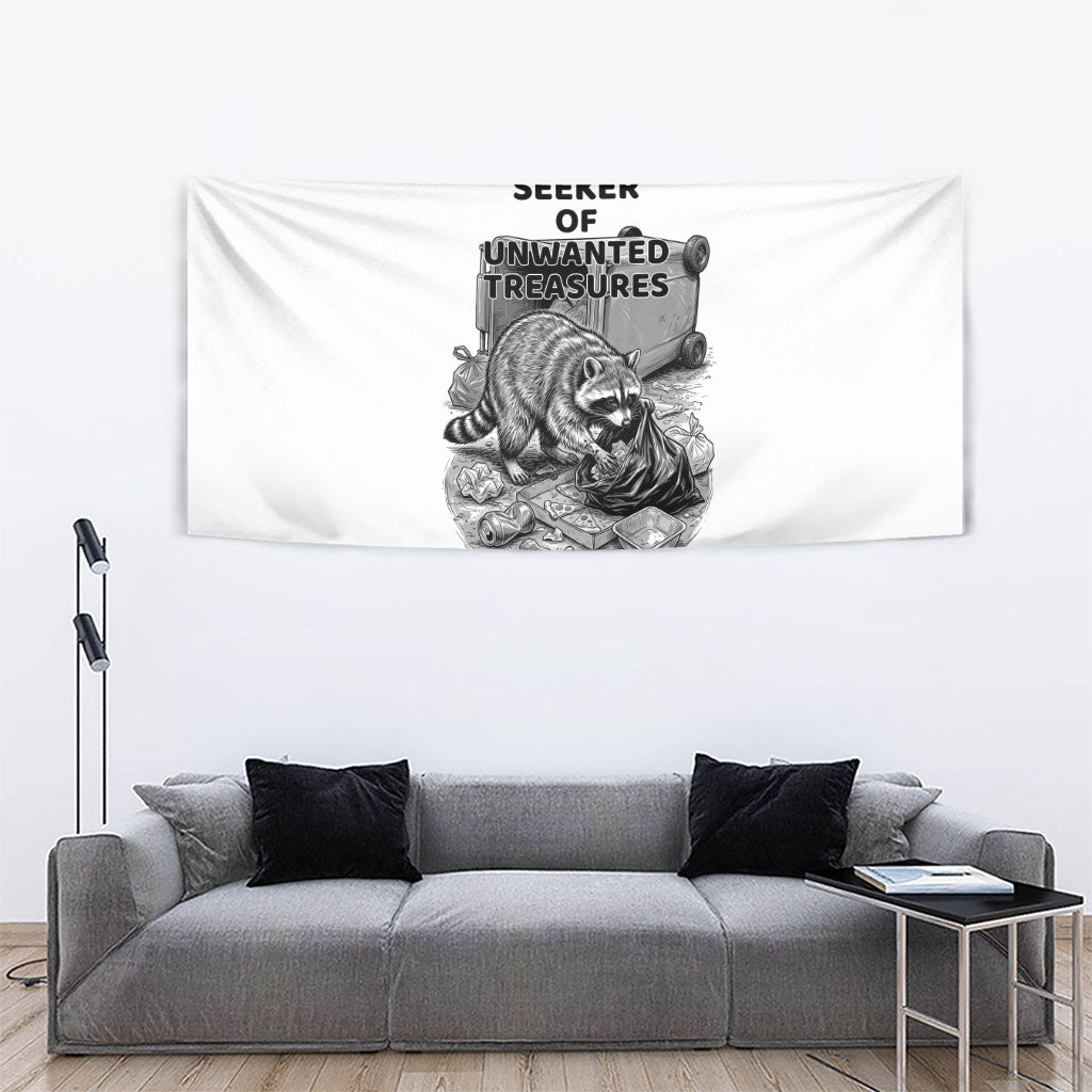Raccoon I Am Not A Raccoon I Am A Trash Panda Tapestry Funny Animal Meme Grayscale Sketch Illustration