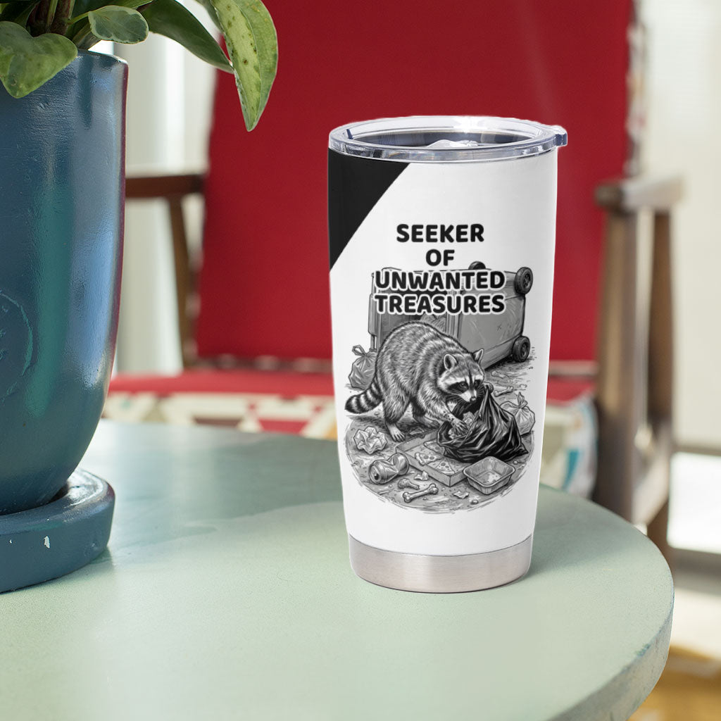 Raccoon I Am Not A Raccoon I Am A Trash Panda Tumbler Cup Funny Animal Meme Grayscale Sketch Illustration
