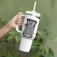Raccoon I Am Not A Raccoon I Am A Trash Panda Tumbler With Handle Funny Animal Meme Grayscale Sketch Illustration