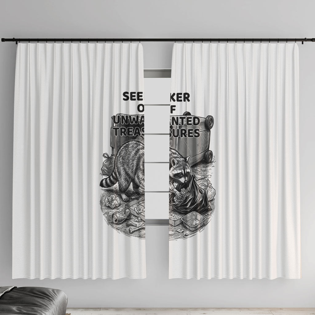 Raccoon I Am Not A Raccoon I Am A Trash Panda Window Curtain Funny Animal Meme Grayscale Sketch Illustration