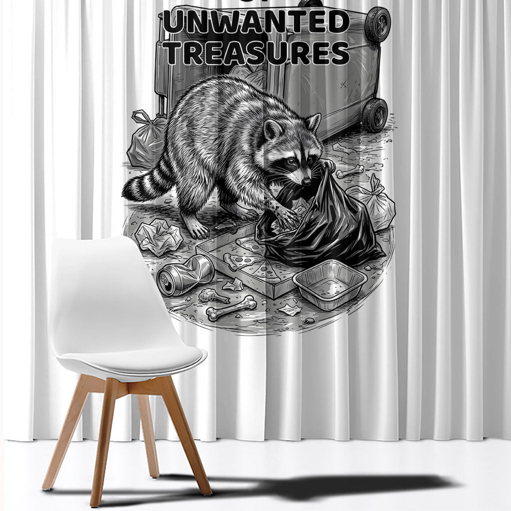 Raccoon I Am Not A Raccoon I Am A Trash Panda Window Curtain Funny Animal Meme Grayscale Sketch Illustration