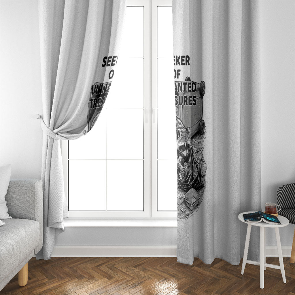 Raccoon I Am Not A Raccoon I Am A Trash Panda Window Curtain Funny Animal Meme Grayscale Sketch Illustration