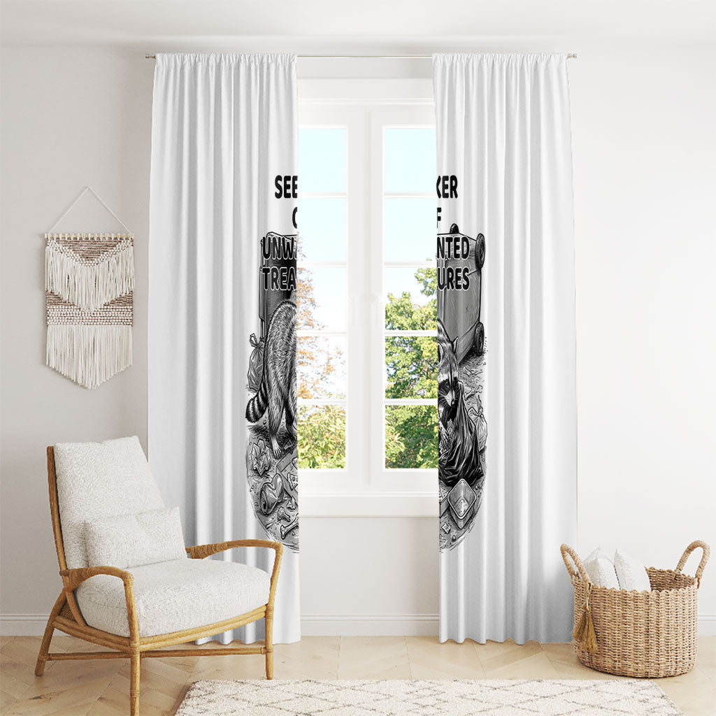 Raccoon I Am Not A Raccoon I Am A Trash Panda Window Curtain Funny Animal Meme Grayscale Sketch Illustration