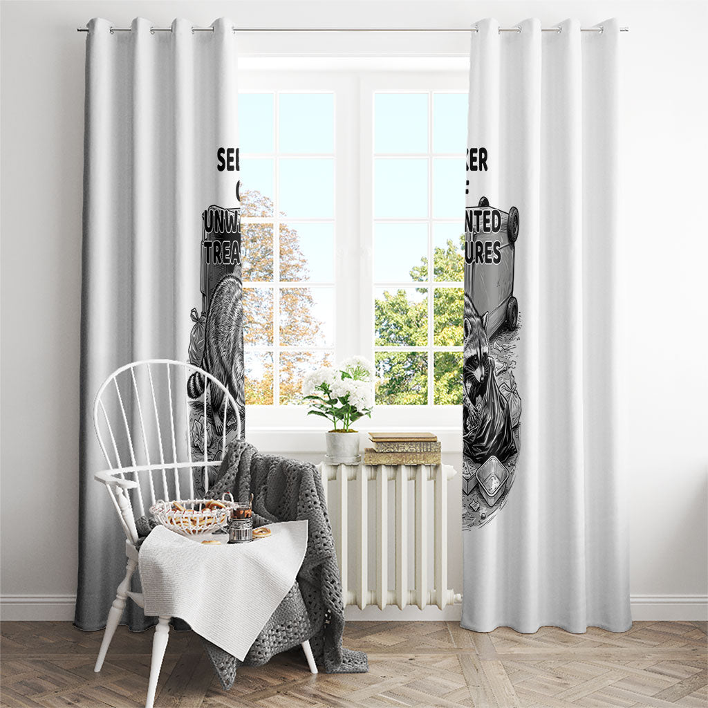 Raccoon I Am Not A Raccoon I Am A Trash Panda Window Curtain Funny Animal Meme Grayscale Sketch Illustration