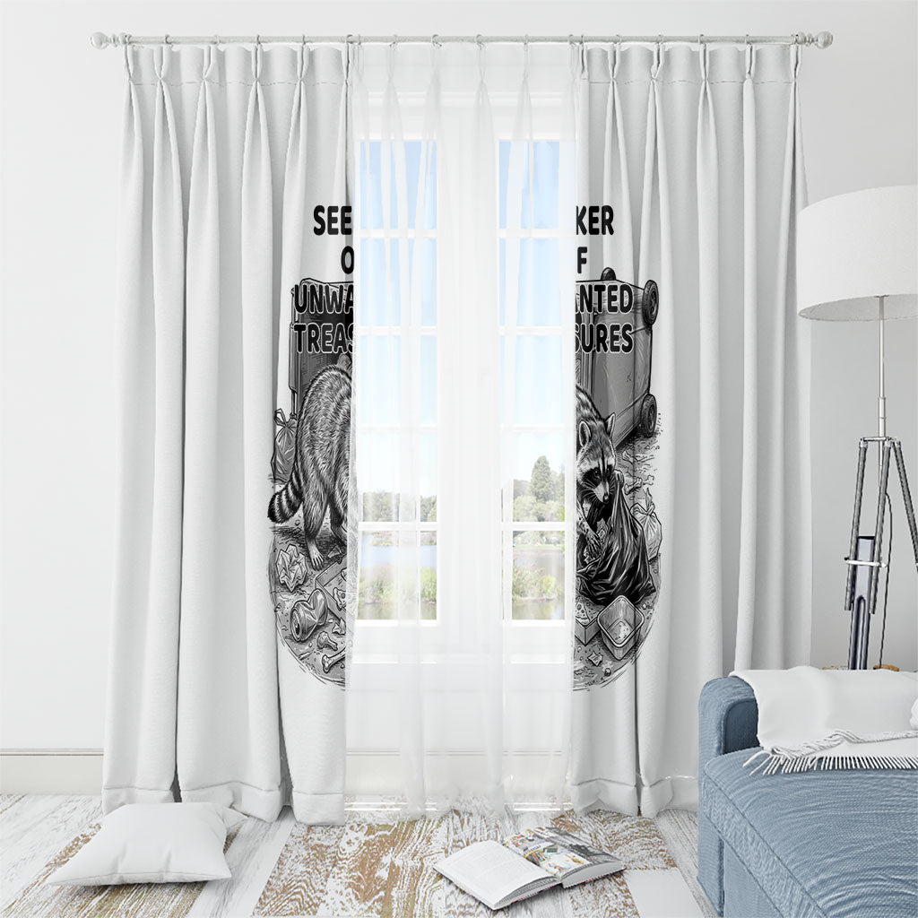 Raccoon I Am Not A Raccoon I Am A Trash Panda Window Curtain Funny Animal Meme Grayscale Sketch Illustration