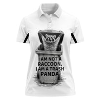 Raccoon I Am Not A Raccoon I Am A Trash Panda Women Polo Shirt Funny Animal Meme Grayscale Sketch Illustration