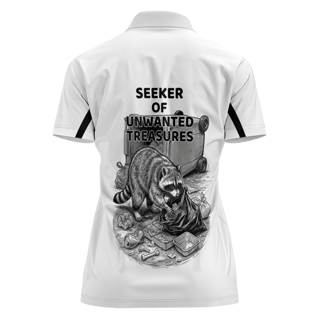 Raccoon I Am Not A Raccoon I Am A Trash Panda Women Polo Shirt Funny Animal Meme Grayscale Sketch Illustration