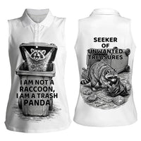 Raccoon I Am Not A Raccoon I Am A Trash Panda Women Sleeveless Polo Shirt Funny Animal Meme Grayscale Sketch Illustration
