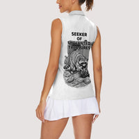 Raccoon I Am Not A Raccoon I Am A Trash Panda Women Sleeveless Polo Shirt Funny Animal Meme Grayscale Sketch Illustration