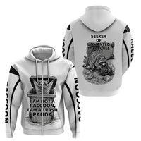 Raccoon I Am Not A Raccoon I Am A Trash Panda Zip Hoodie Funny Animal Meme Grayscale Sketch Illustration