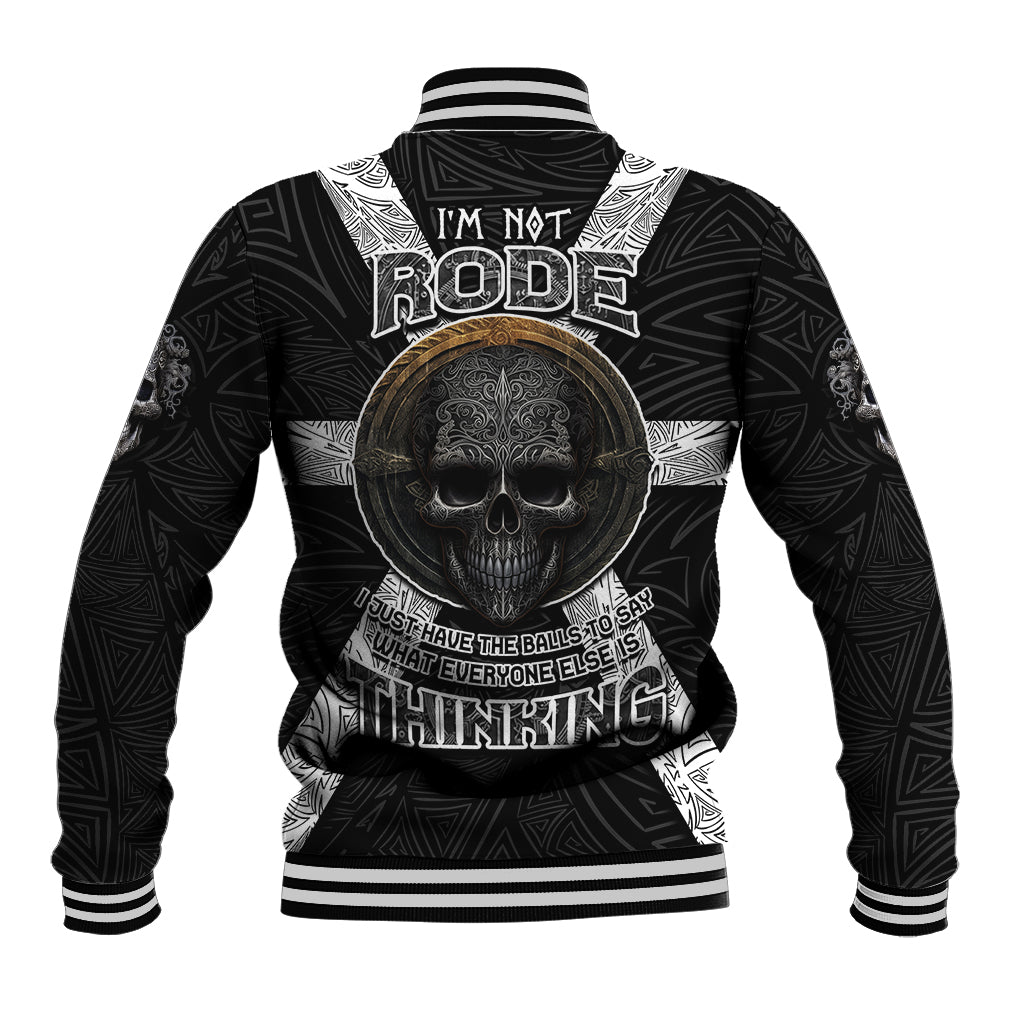 Hell Pattern Skull Baseball Jacket I'm Not Rode I Just Hace The Balls To Say What Everyone Else is Thinking - Wonder Print Shop