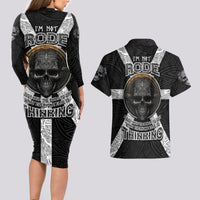 Hell Pattern Skull Couples Matching Long Sleeve Bodycon Dress and Hawaiian Shirt I'm Not Rode I Just Hace The Balls To Say What Everyone Else is Thinking - Wonder Print Shop