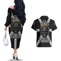 Hell Pattern Skull Couples Matching Off The Shoulder Long Sleeve Dress and Hawaiian Shirt I'm Not Rode I Just Hace The Balls To Say What Everyone Else is Thinking - Wonder Print Shop