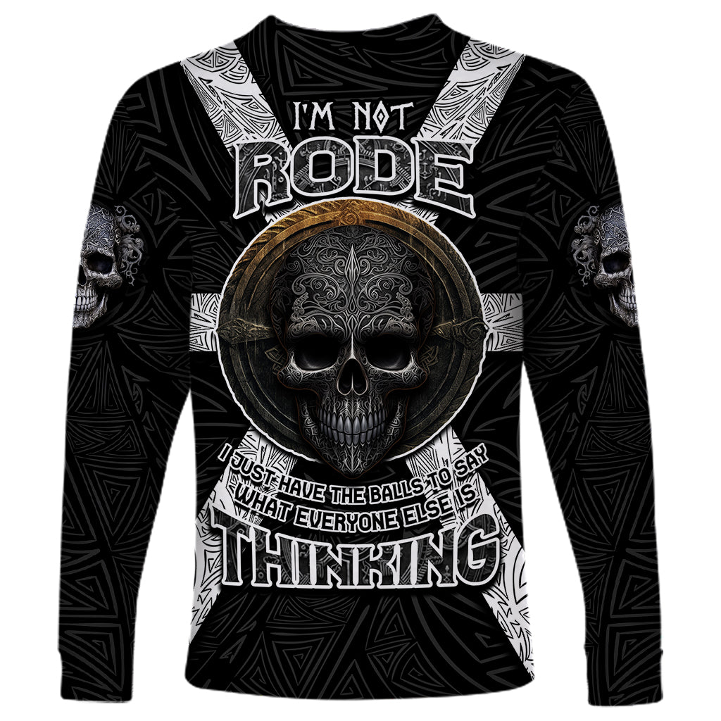 Hell Pattern Skull Long Sleeve Shirt I'm Not Rode I Just Hace The Balls To Say What Everyone Else is Thinking - Wonder Print Shop