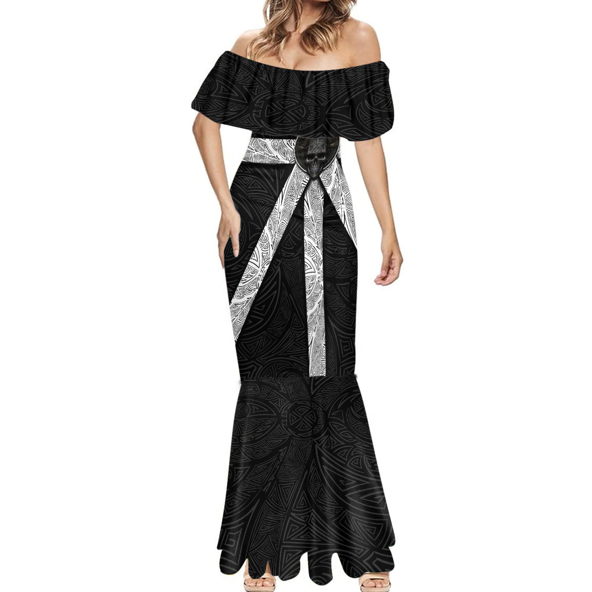 Hell Pattern Skull Mermaid Dress I'm Not Rode I Just Hace The Balls To Say What Everyone Else is Thinking - Wonder Print Shop