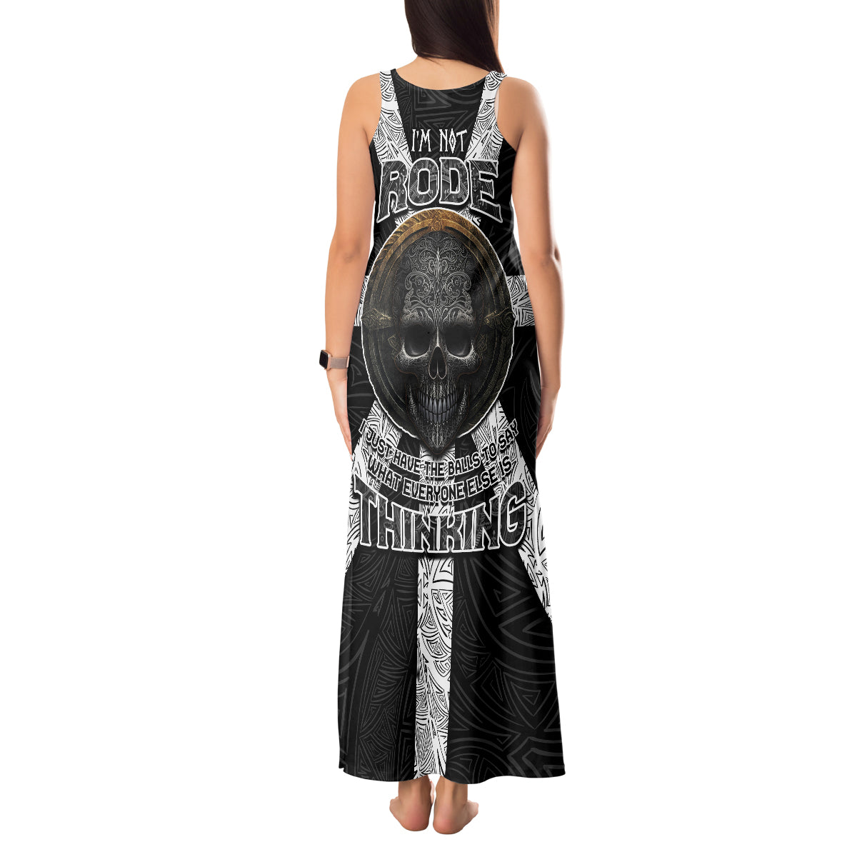 Hell Pattern Skull Tank Maxi Dress I'm Not Rode I Just Hace The Balls To Say What Everyone Else is Thinking - Wonder Print Shop