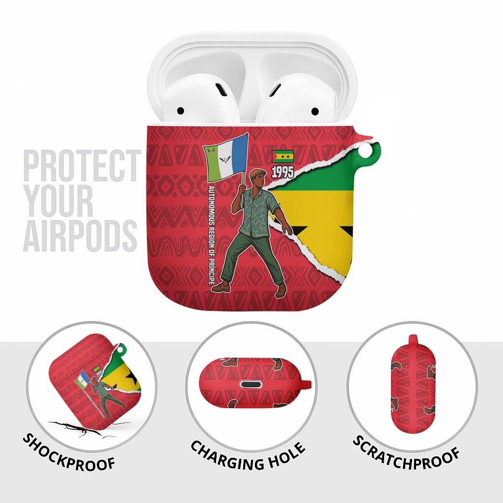 Autonomous Region of Principe Independence AirPods Case with 1995 Flag Design and Cultural Pattern - Wonder Print Shop
