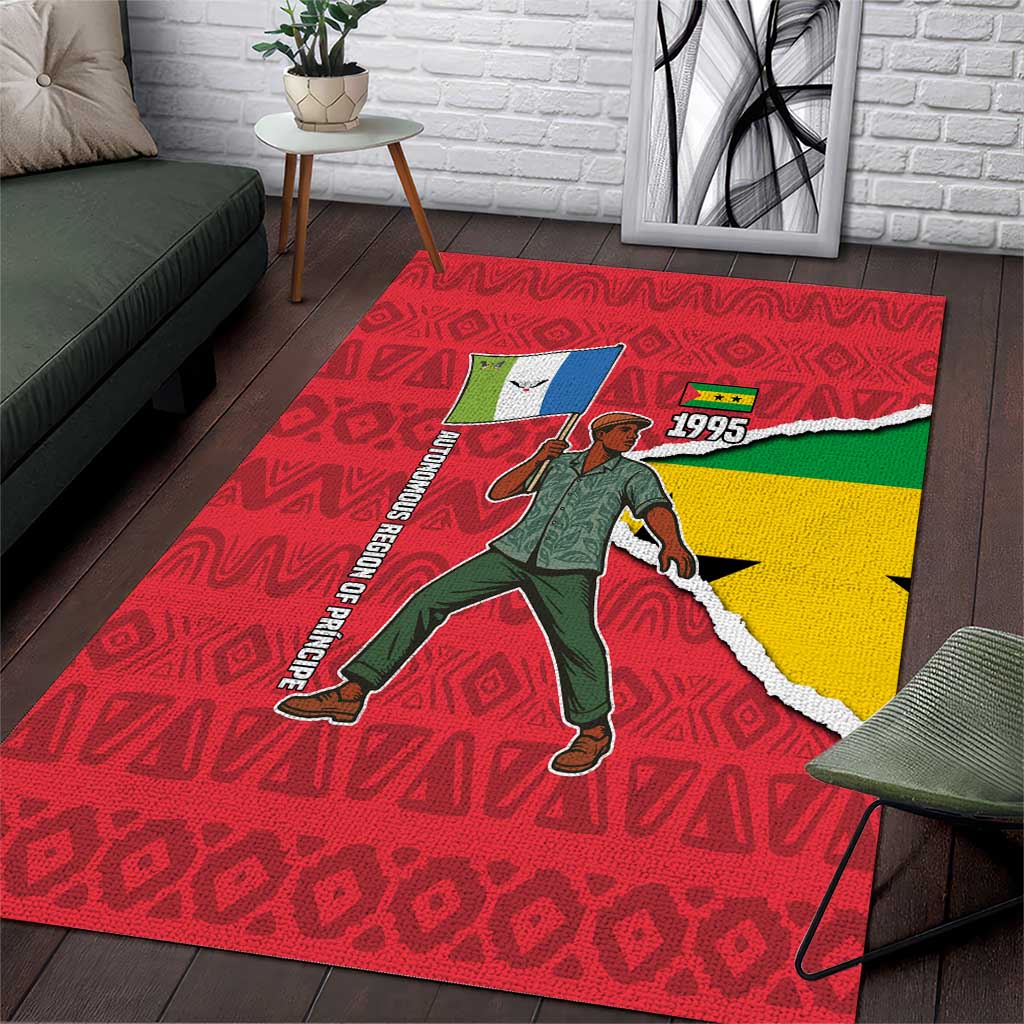 Autonomous Region of Principe Independence Area Rug with 1995 Flag Design and Cultural Pattern - Wonder Print Shop
