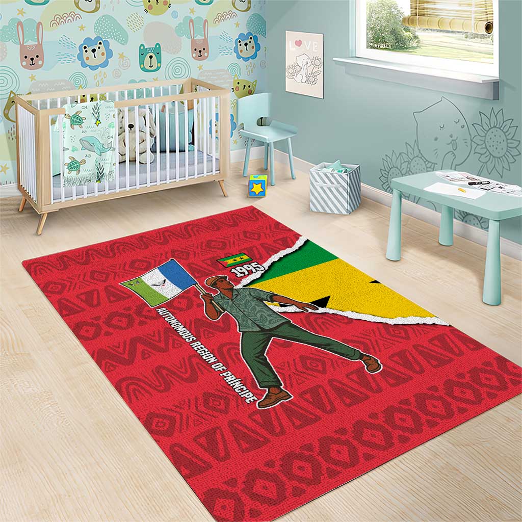 Autonomous Region of Principe Independence Area Rug with 1995 Flag Design and Cultural Pattern - Wonder Print Shop