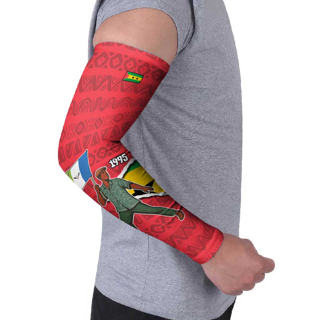 Autonomous Region of Principe Independence Arm Sleeves with 1995 Flag Design and Cultural Pattern - Wonder Print Shop