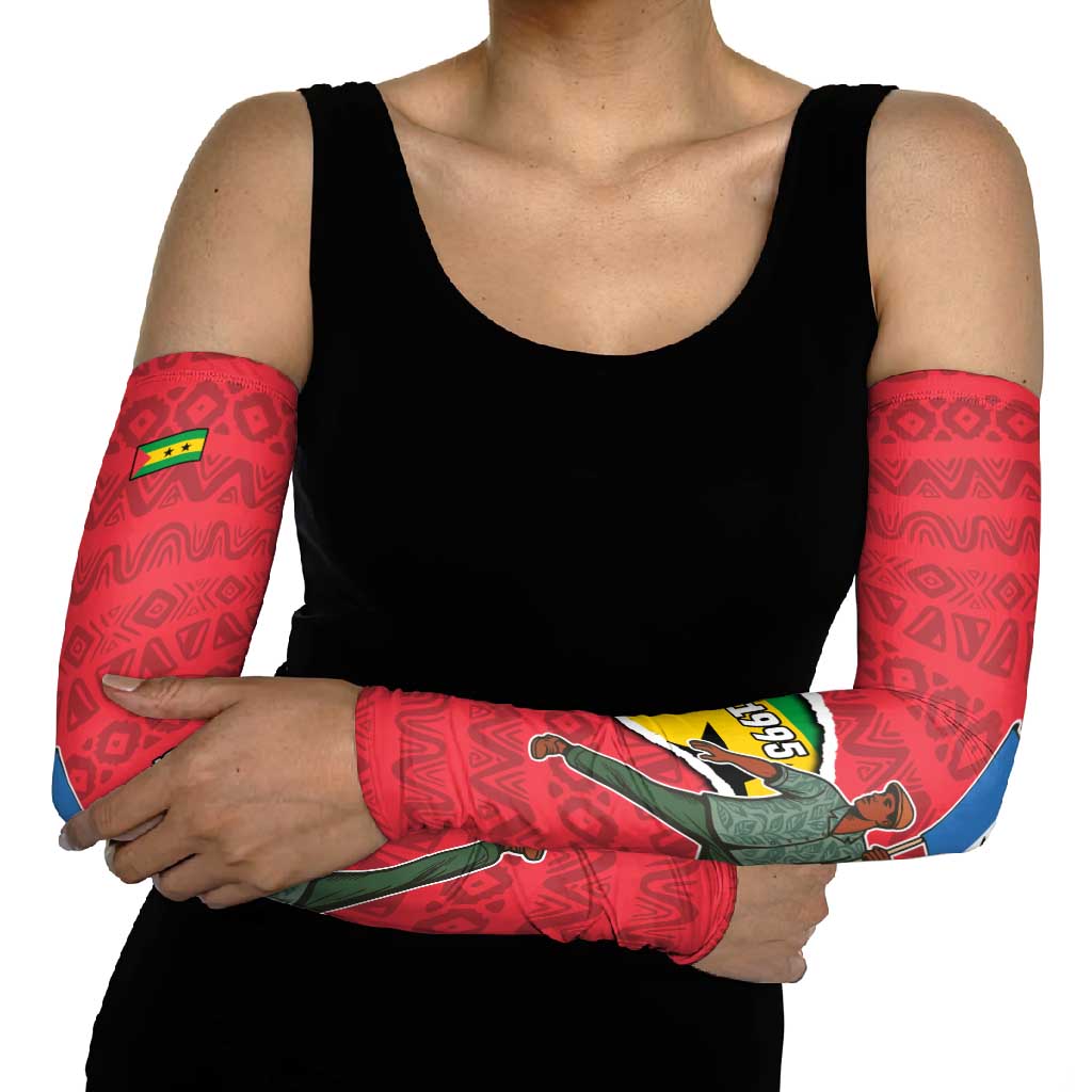 Autonomous Region of Principe Independence Arm Sleeves with 1995 Flag Design and Cultural Pattern - Wonder Print Shop