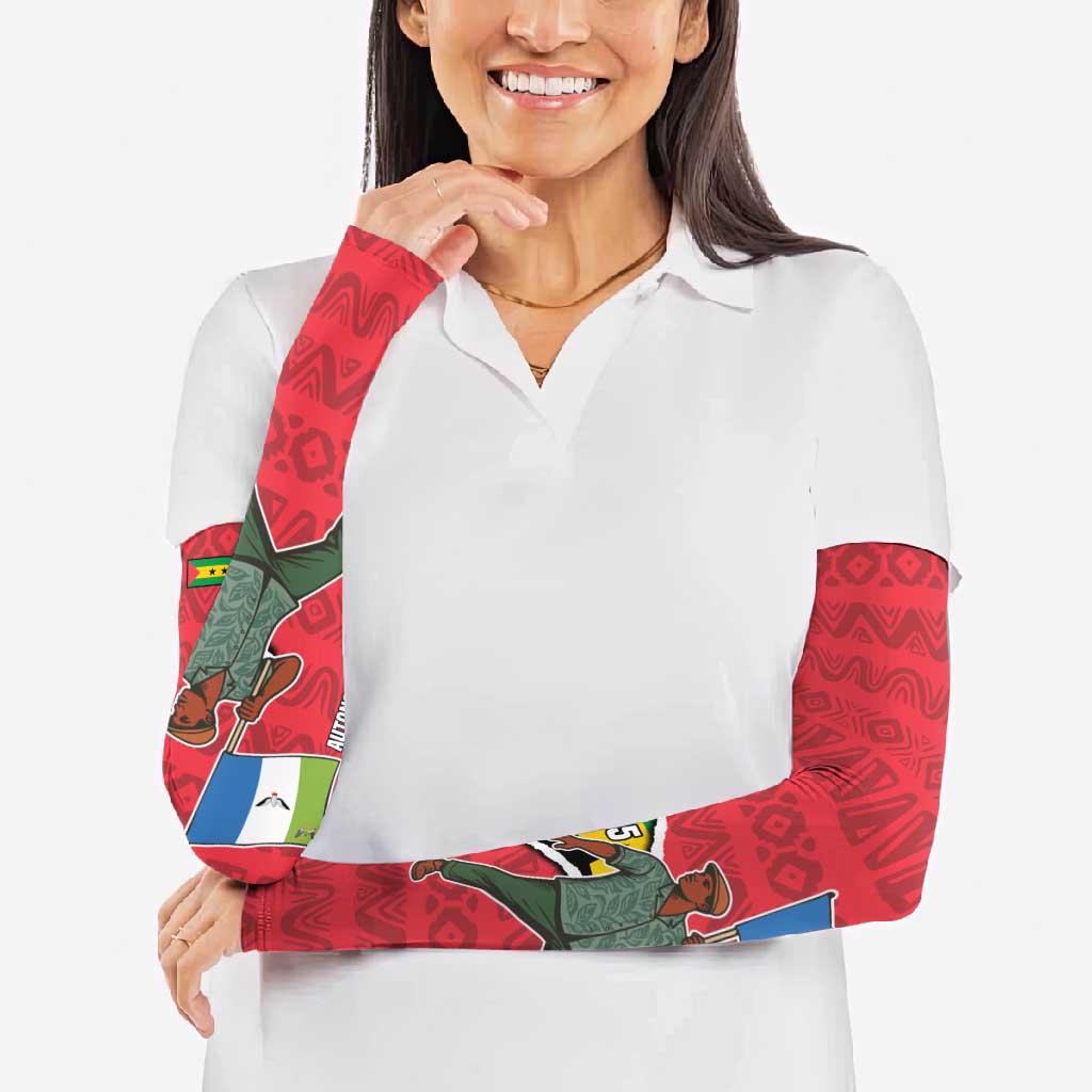 Autonomous Region of Principe Independence Arm Sleeves with 1995 Flag Design and Cultural Pattern - Wonder Print Shop