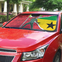 Autonomous Region of Principe Independence Auto Sun Shade with 1995 Flag Design and Cultural Pattern - Wonder Print Shop