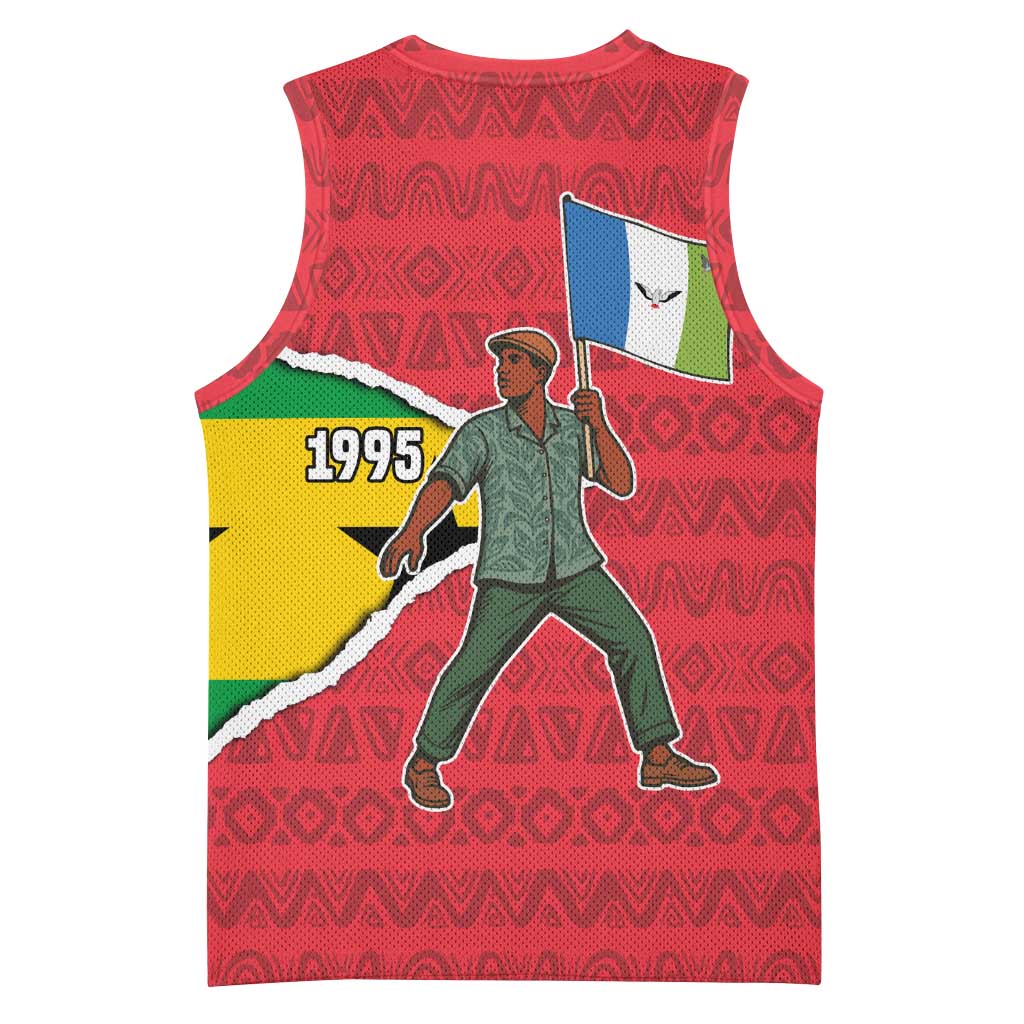 Autonomous Region of Principe Independence Basketball Jersey with 1995 Flag Design and Cultural Pattern - Wonder Print Shop