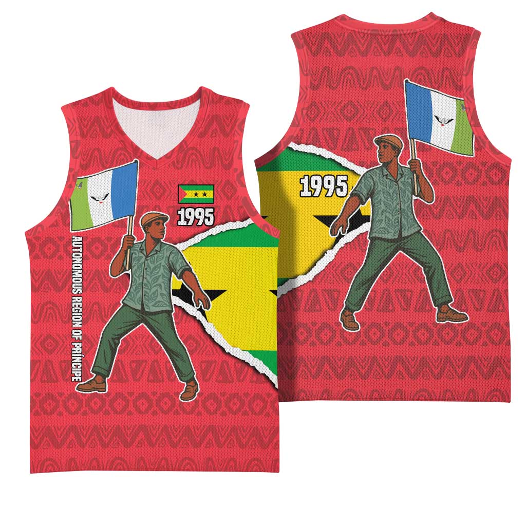 Autonomous Region of Principe Independence Basketball Jersey with 1995 Flag Design and Cultural Pattern - Wonder Print Shop