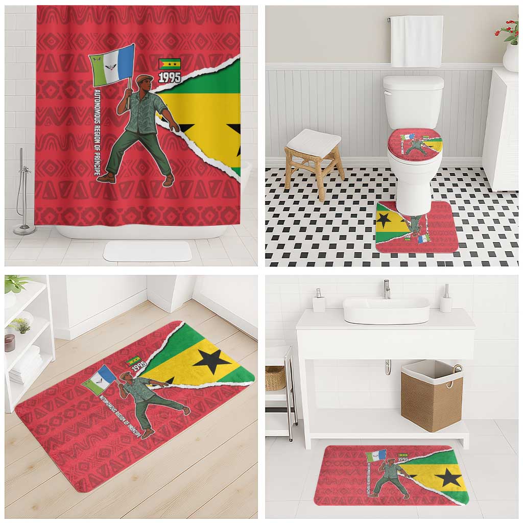 Autonomous Region of Principe Independence Bathroom Set with 1995 Flag Design and Cultural Pattern - Wonder Print Shop