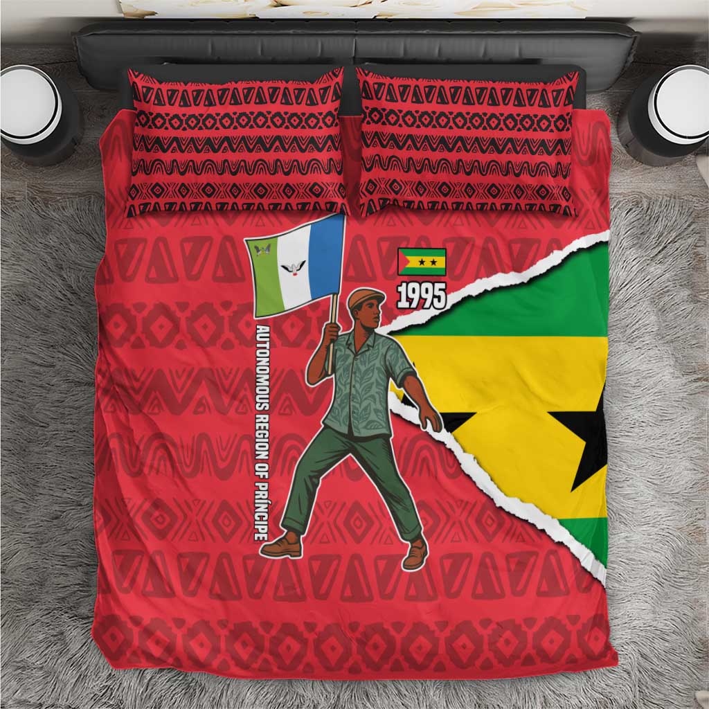 Autonomous Region of Principe Independence Bedding Set with 1995 Flag Design and Cultural Pattern - Wonder Print Shop