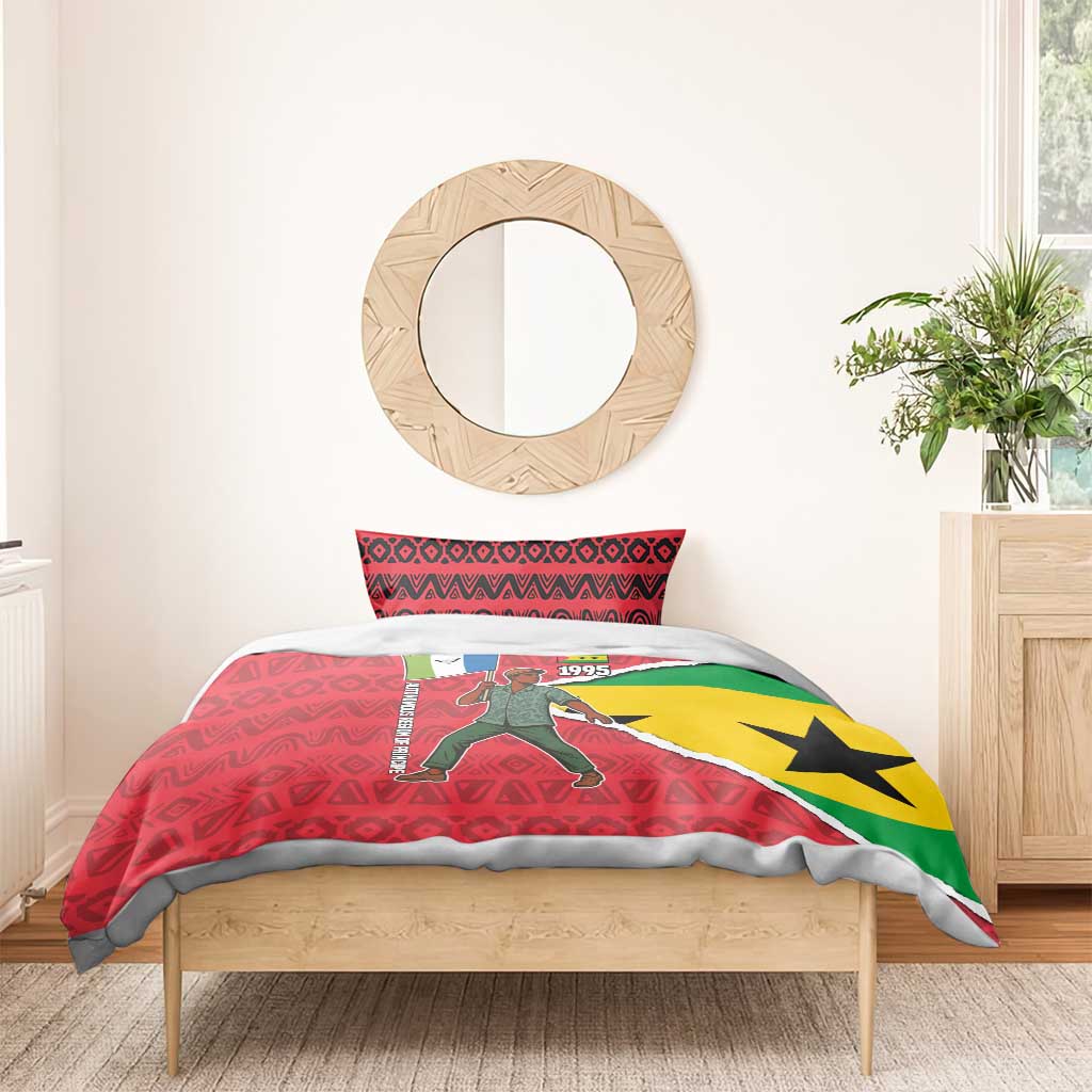 Autonomous Region of Principe Independence Bedding Set with 1995 Flag Design and Cultural Pattern - Wonder Print Shop
