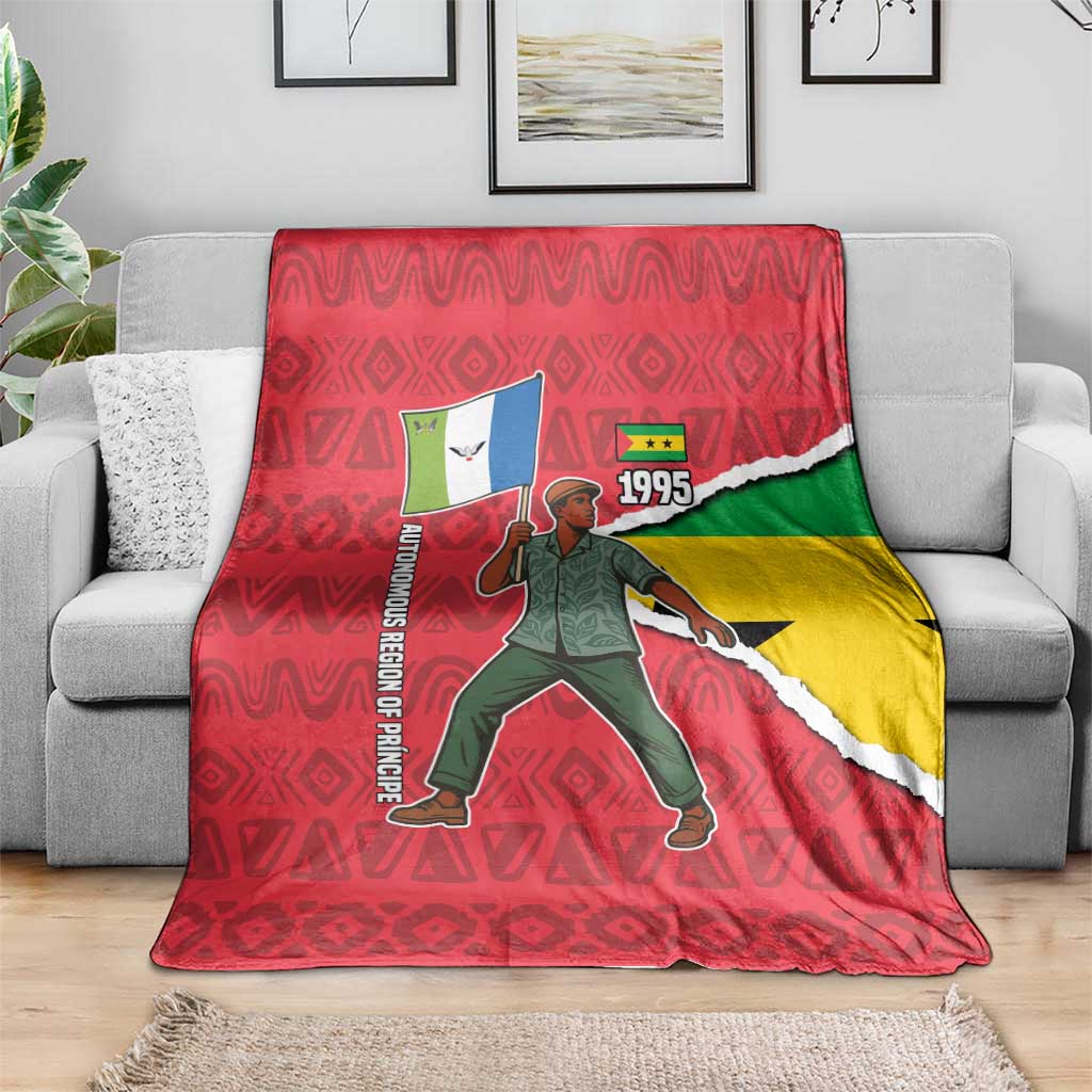 Autonomous Region of Principe Independence Blanket with 1995 Flag Design and Cultural Pattern - Wonder Print Shop