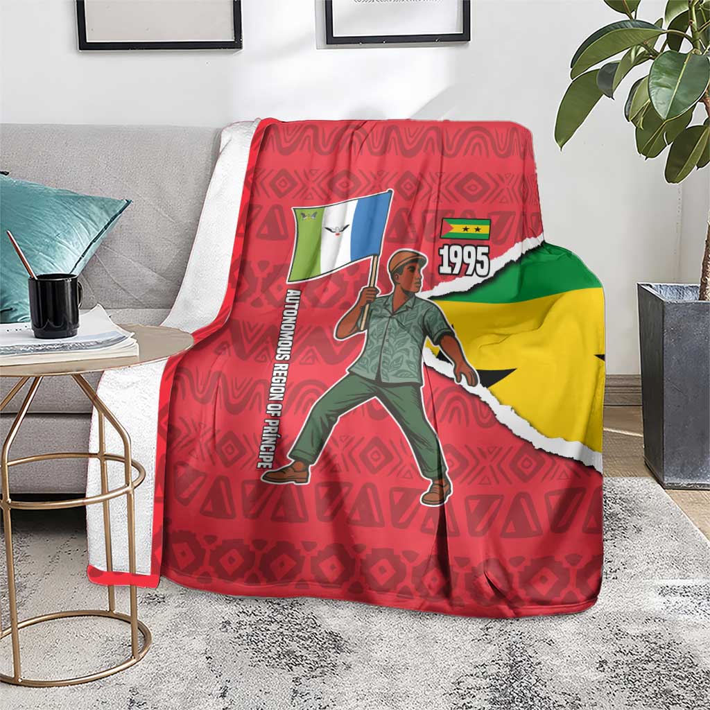 Autonomous Region of Principe Independence Blanket with 1995 Flag Design and Cultural Pattern - Wonder Print Shop